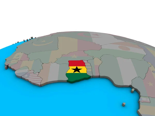 Ghana Med Inbäddade Flagga Politiska Klot Illustration — Stockfoto