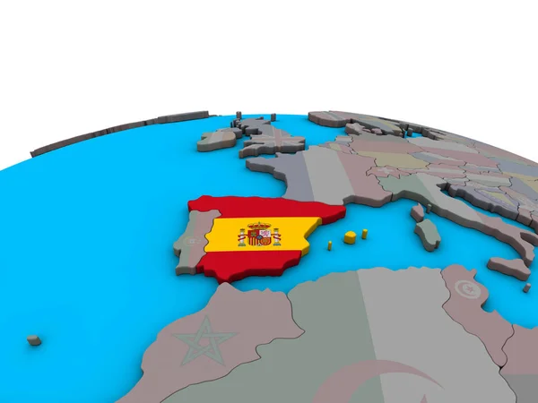 Spanien Med Inbäddade Flagga Politiska Klot Illustration — Stockfoto