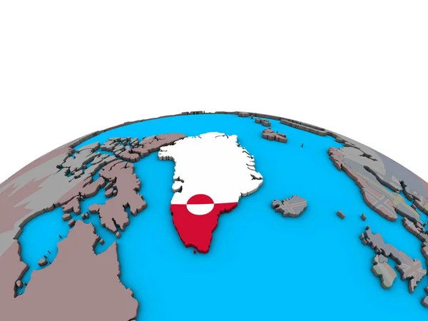 政治の 地球儀上の埋め込まれた国旗とグリーンランド イラストレーション — ストック写真