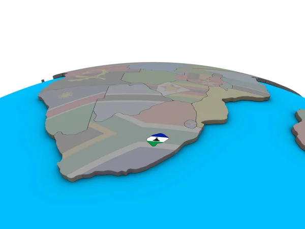 Lesotho Osadzonych Flagi Narodowej Globus Polityczny Ilustracja — Zdjęcie stockowe
