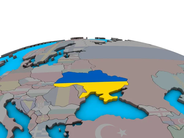 정치적인 지구에 국기와 우크라이나 일러스트 — 스톡 사진