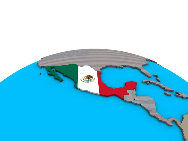 メキシコ政治の 地球儀上の埋め込まれた国旗 イラストレーション — ストック写真