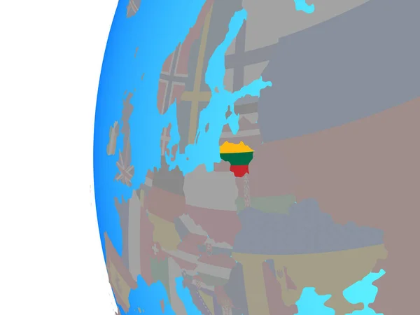 青の政治世界に埋め込まれた国旗とリトアニア イラストレーション — ストック写真
