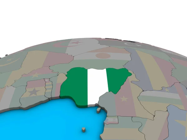 Nigeria Met Ingesloten Nationale Vlag Politieke Globe Illustratie — Stockfoto