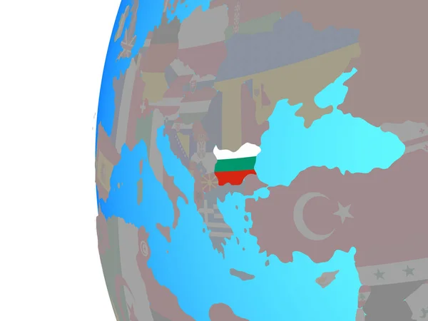 Bulgaria Embedded National Flag Blue Political Globe Illustration — Stock Photo, Image