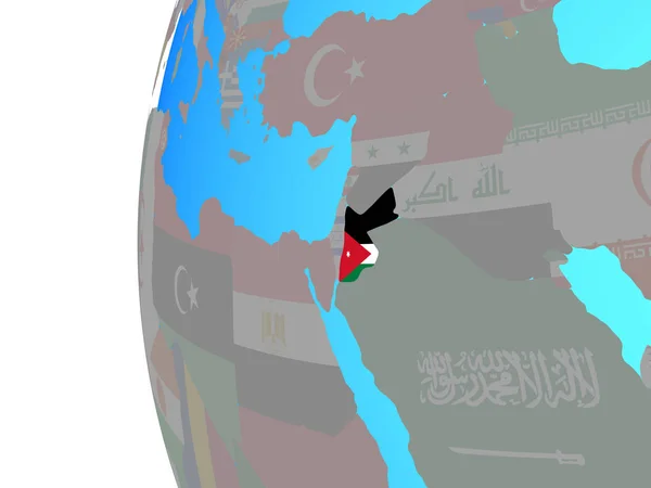 Jordan Embedded National Flag Blue Political Globe Illustration — Stock Photo, Image