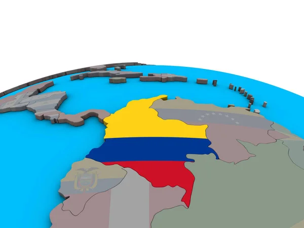 Colombia Met Ingesloten Nationale Vlag Politieke Globe Illustratie — Stockfoto