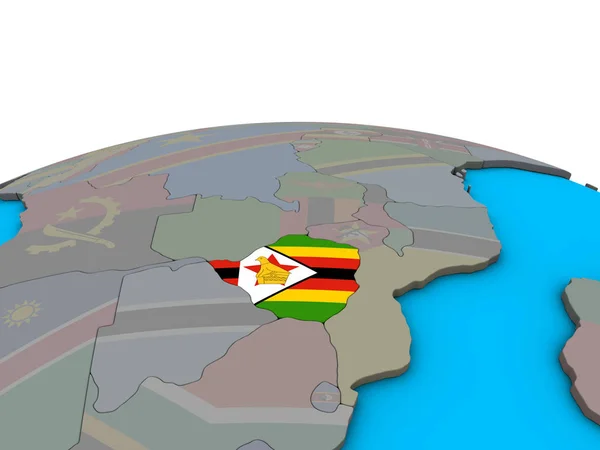 Zimbabwe Med Inbäddade Flagga Politiska Klot Illustration — Stockfoto