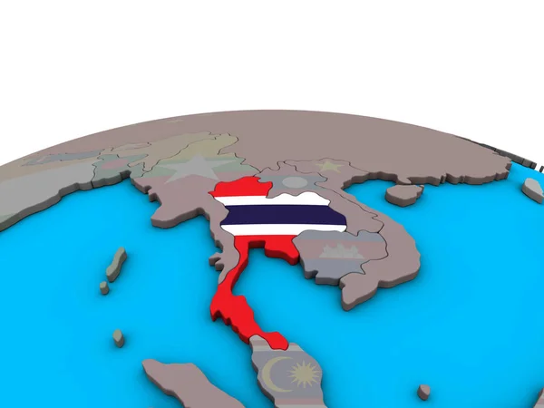 Thailand Met Ingesloten Nationale Vlag Politieke Globe Illustratie — Stockfoto