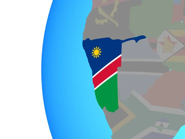 Namibië Met Ingesloten Nationale Vlag Blauwe Politieke Wereldbol Illustratie — Stockfoto