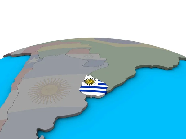 ウルグアイ政治 地球儀上の埋め込まれた国旗 イラストレーション — ストック写真