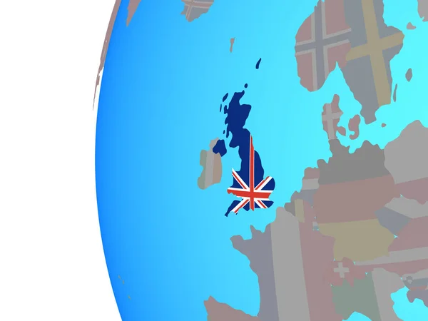 United Kingdom Embedded National Flag Blue Political Globe Illustration — Stock Photo, Image