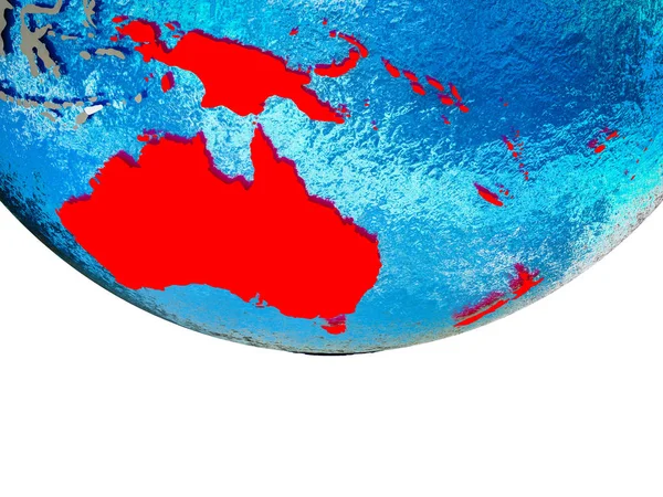 Australia Tierra Con Países Divididos Océanos Acuáticos Ilustración —  Fotos de Stock