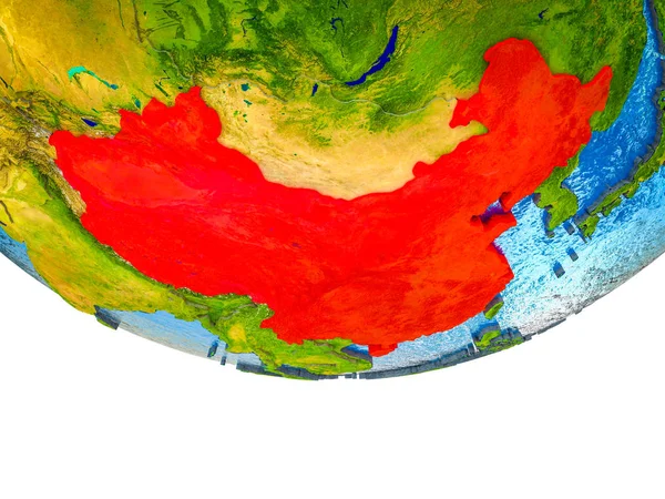 Çin bölünmüş ülkeler ve sulu okyanusların 3d dünya üzerinde. 3D çizim.