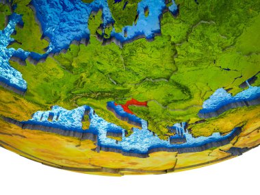 Hırvatistan bölünmüş ülkeler ve sulu okyanusların 3d dünya üzerinde. 3D çizim.