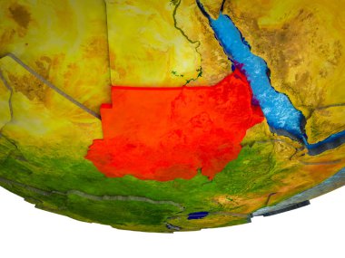 Sudan bölünmüş ülkeler ve sulu okyanusların 3d dünya üzerinde. 3D çizim.