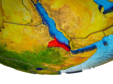 Eritre bölünmüş ülkeler ve sulu okyanusların 3d dünya üzerinde. 3D çizim.