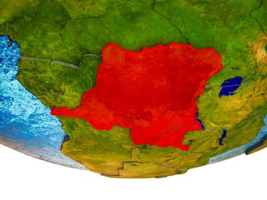 Kongo bölünmüş ülkeler ve sulu okyanusların 3d dünya üzerindeki dem mümessili. 3D çizim.