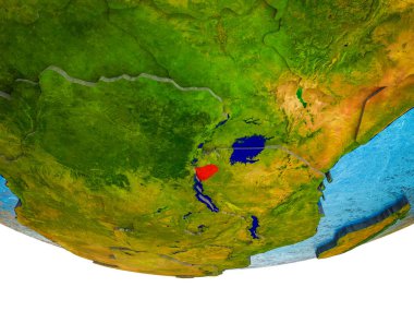 Burundi bölünmüş ülkeler ve sulu okyanusların 3d dünya üzerinde. 3D çizim.