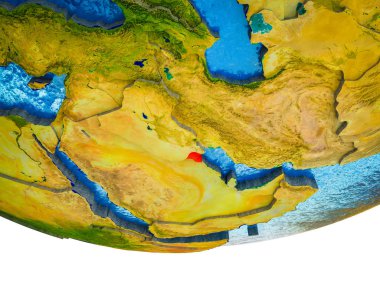 Kuveyt bölünmüş ülkeler ve sulu okyanusların 3d dünya üzerinde. 3D çizim.