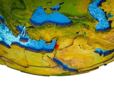 Lübnan bölünmüş ülkeler ve sulu okyanusların 3d dünya üzerinde. 3D çizim.