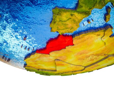 Fas bölünmüş ülkeler ve sulu okyanusların 3d dünya üzerinde. 3D çizim.