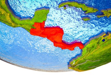 3d dünya bölünmüş ülkeler ve sulu okyanuslar üzerindeki Orta Amerika. 3D çizim.