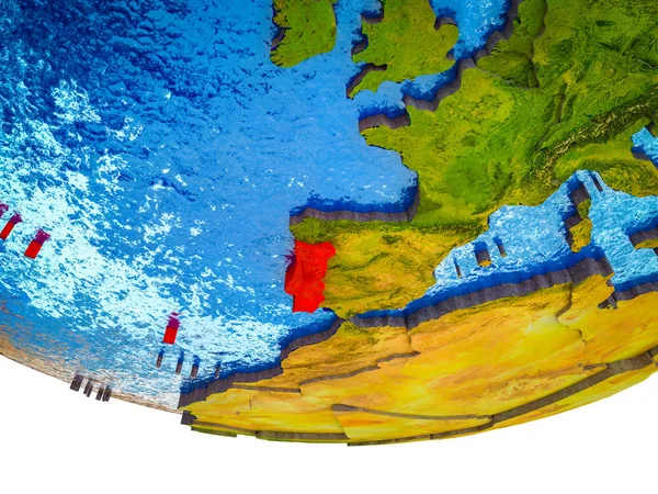Portogallo Sulla Terra Con Paesi Divisi Oceani Acquosi Illustrazione — Foto Stock