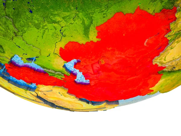 Bölünmüş ülkeler ve sulu okyanusların 3d yeryüzünde Eko üye devletler. 3D çizim.