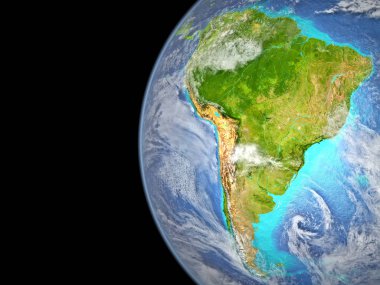 Son derece yüksek detaylı güzel dokulu 3d modeli Dünya'nın Güney Amerika. 3D çizim. Nasa tarafından döşenmiş bu görüntü unsurları.
