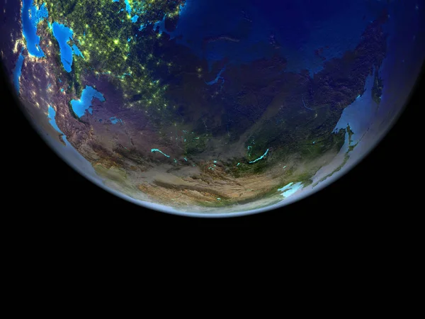 Asie Depuis Espace Très Haut Détail Surface Terre Avec Des — Photo