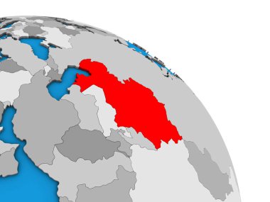 Kazakistan basit mavi siyasi 3d dünya üzerinde. 3D çizim.