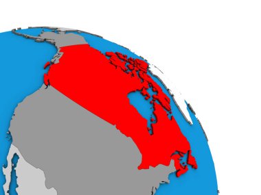 Kanada basit mavi siyasi 3d dünya üzerinde. 3D çizim.