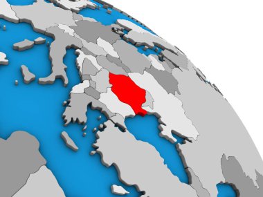 Romanya basit mavi siyasi 3d dünya üzerinde. 3D çizim.