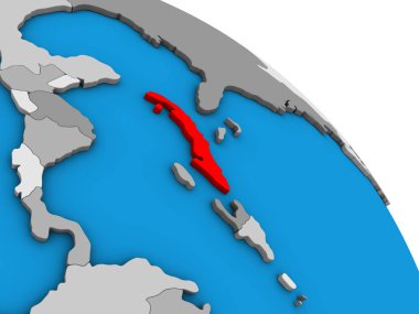 Küba basit mavi siyasi 3d dünya üzerinde. 3D çizim.