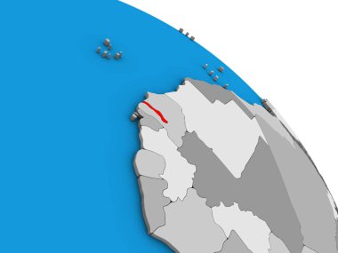 Gambiya basit mavi siyasi 3d dünya üzerinde. 3D çizim.