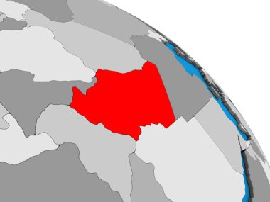 Chad basit mavi siyasi 3d dünya üzerinde. 3D çizim.