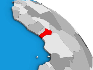 Benin basit mavi siyasi 3d dünya üzerinde. 3D çizim.