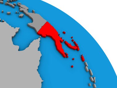 Papua Yeni Gine basit mavi siyasi 3d dünya üzerinde. 3D çizim.