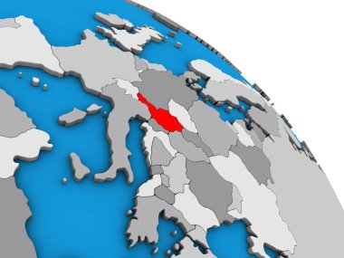 Avusturya basit mavi siyasi 3d dünya üzerinde. 3D çizim.