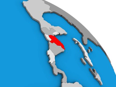 Honduras basit mavi siyasi 3d dünya üzerinde. 3D çizim.