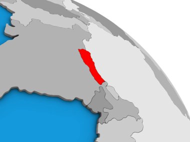 Nepal basit mavi siyasi 3d dünya üzerinde. 3D çizim.