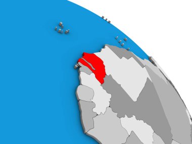 Senegal basit mavi siyasi 3d dünya üzerinde. 3D çizim.
