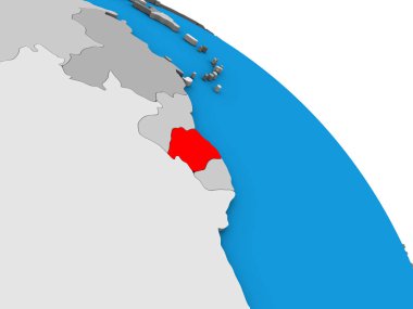 Surinam basit mavi siyasi 3d dünya üzerinde. 3D çizim.