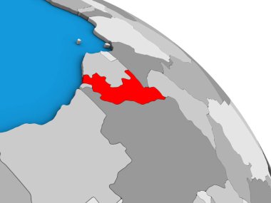 Kongo basit mavi siyasi 3d dünya üzerinde. 3D çizim.