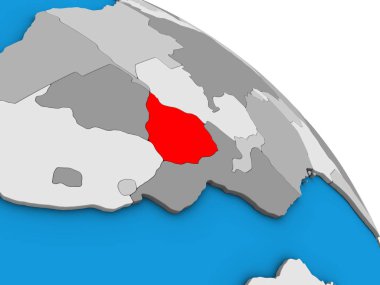 Zimbabve basit mavi siyasi 3d dünya üzerinde. 3D çizim.