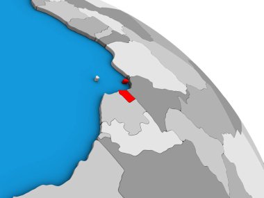 Ekvator Ginesi basit mavi siyasi 3d dünya üzerinde. 3D çizim.