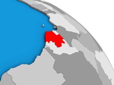 Gabon basit mavi siyasi 3d dünya üzerinde. 3D çizim.