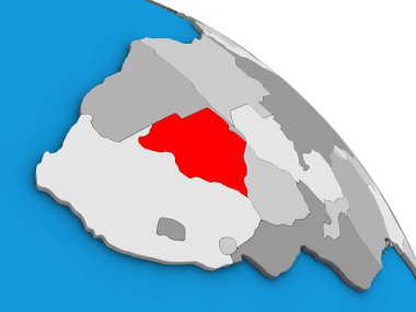 Botsvana basit mavi siyasi 3d dünya üzerinde. 3D çizim.