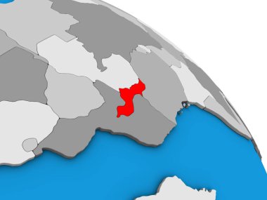 Malavi basit mavi siyasi 3d dünya üzerinde. 3D çizim.